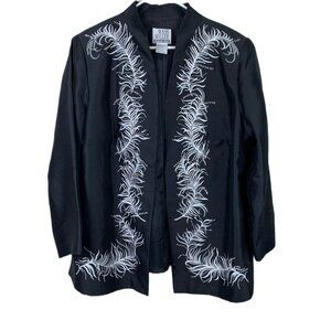 VTG 80’s  Nolan Miller Black 100% Silk Embroidered Art Deco Retro Blazer Sz 1X
